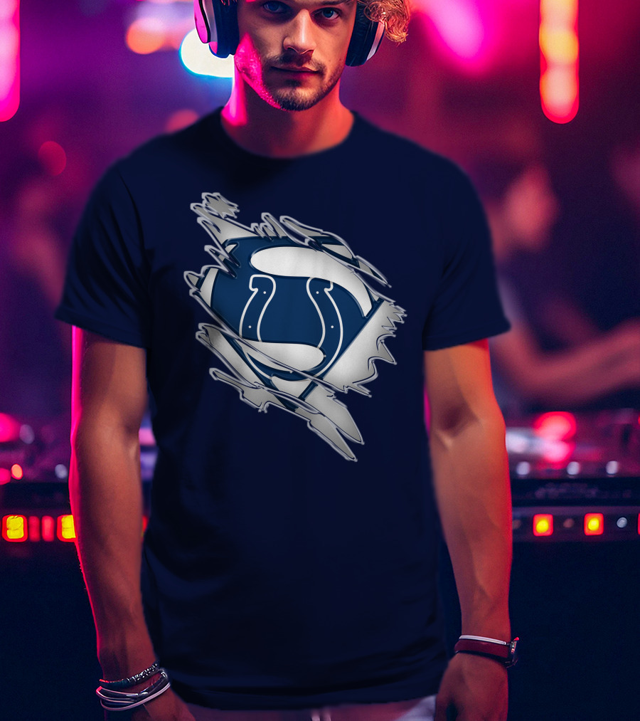 Colts Superman Logo Ripped Effect T-Shirt