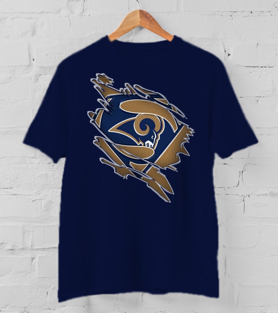 Rams Super Man Logo With Rip Effect T-Shirt
