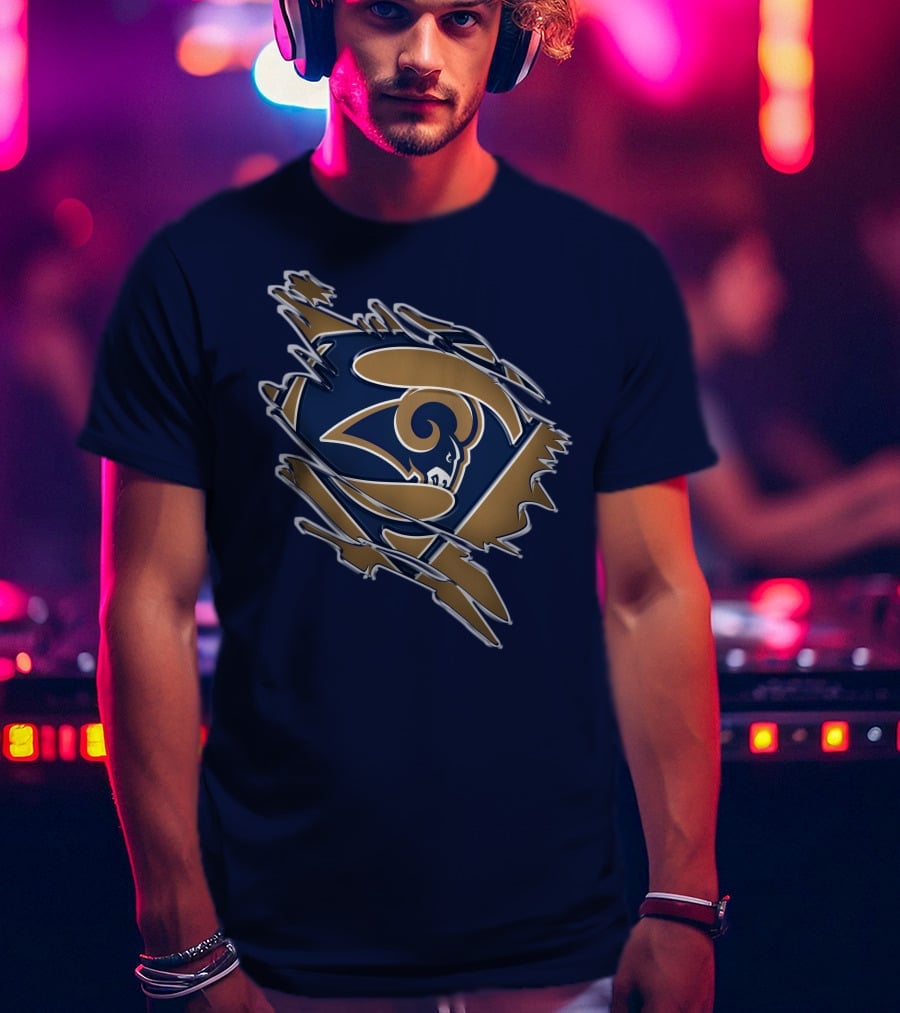 Rams Super Man Logo With Rip Effect T-Shirt