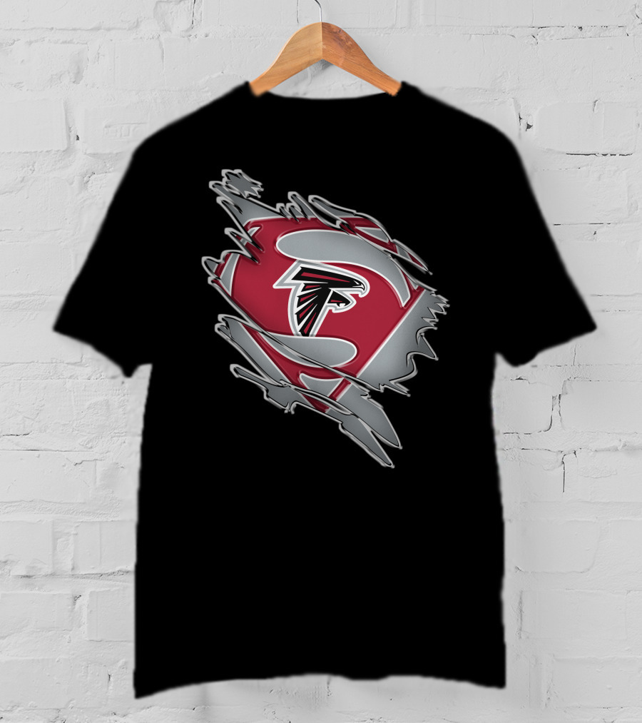 Atlanta Falcons Logo Man Of Steel Super Hero Emblem T-Shirt