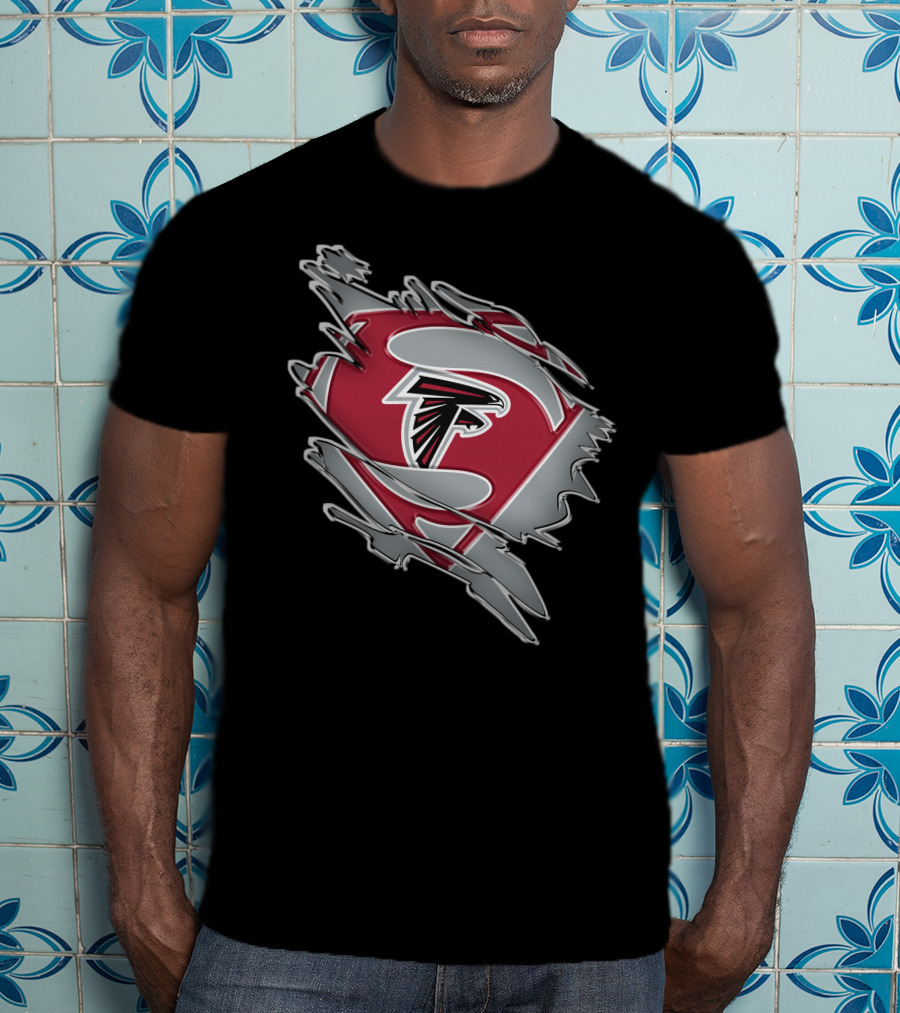 Atlanta Falcons Logo Man Of Steel Super Hero Emblem T-Shirt