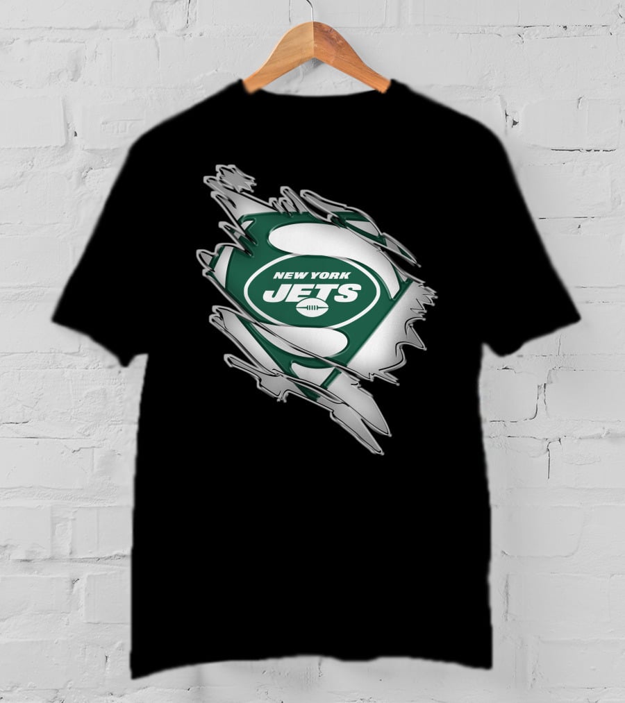 New York Jets Super Man Logo Rip T-Shirt