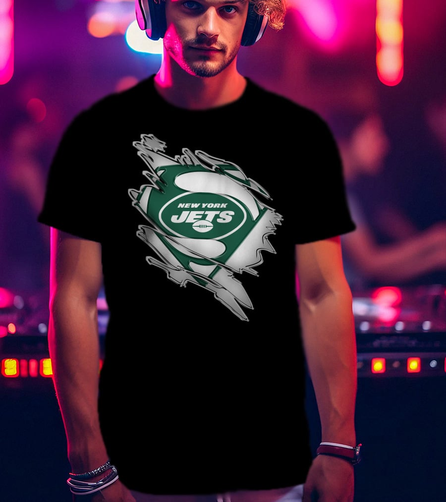 New York Jets Super Man Logo Rip T-Shirt
