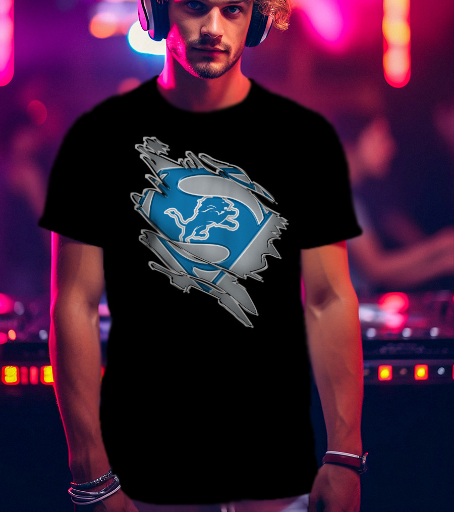 Detroit Lions Superman Logo Mashup T-Shirt