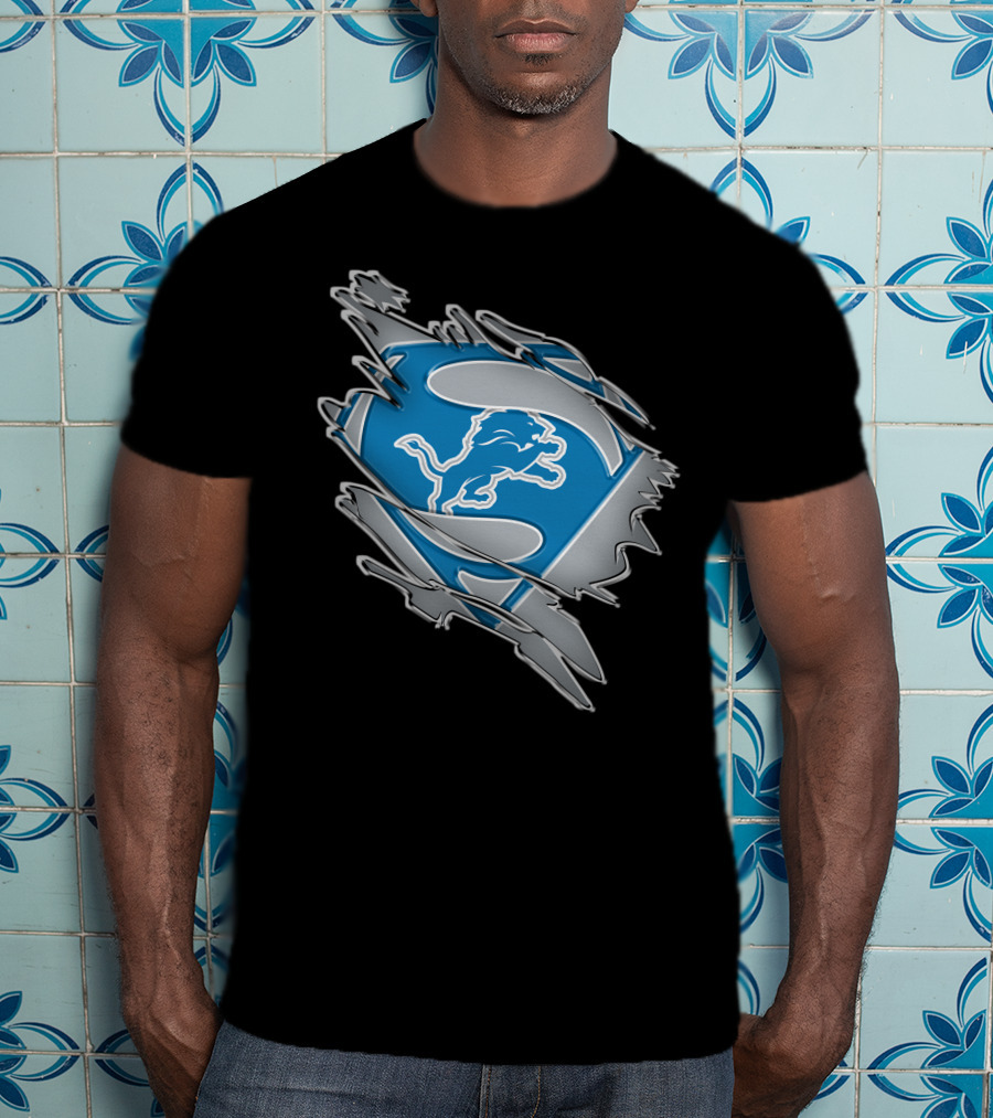 Detroit Lions Superman Logo Mashup T-Shirt