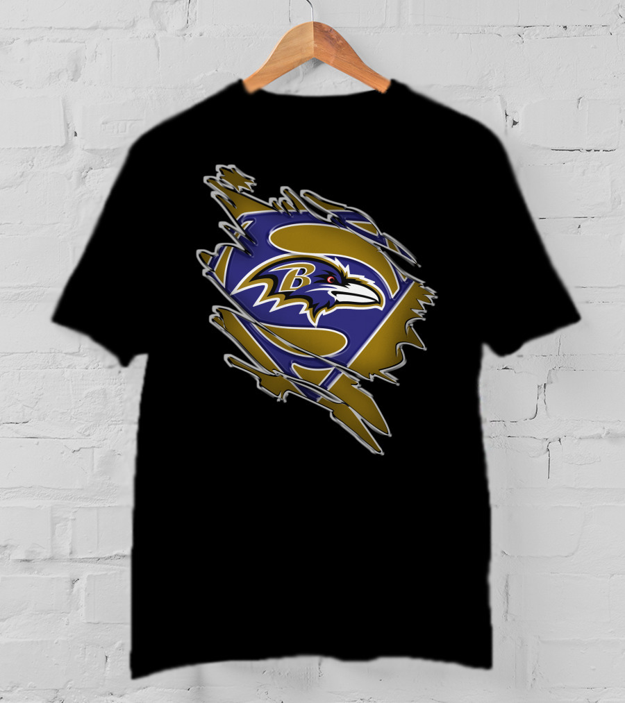 Baltimore Ravens Superhero Logo Burst T-Shirt