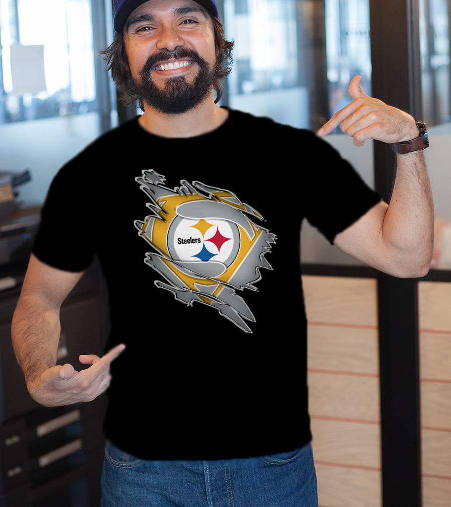 Steelers Logo Superhero Ripped T-Shirt