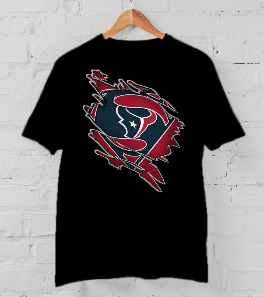 Texans Super Man Logo On Torn Background T-Shirt