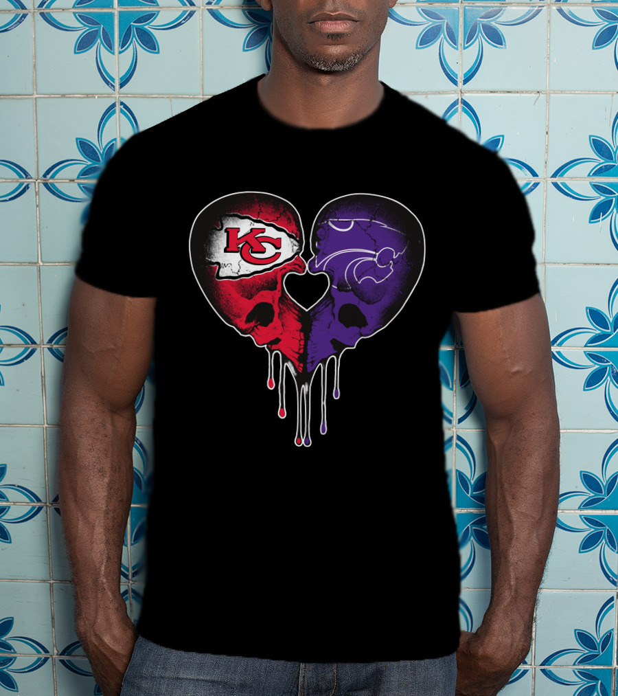 Chiefs Wildcats Heart Skulls T-Shirt