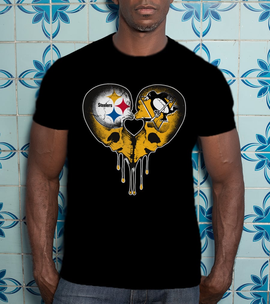 Steelers Penguins Skull Heart Drip T-Shirt