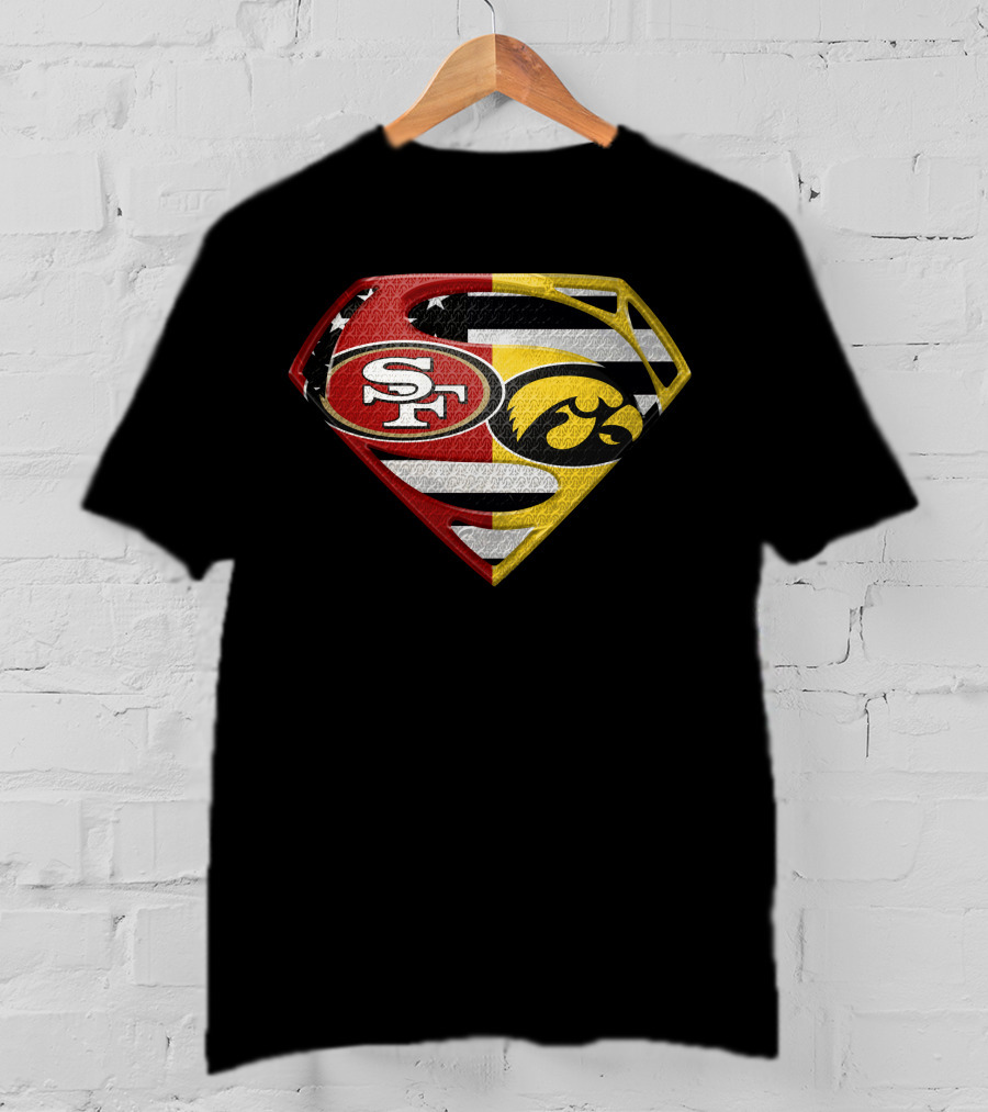San Francisco 49ers Iowa Hawkeyes Super Logo Usa Flag T-Shirt