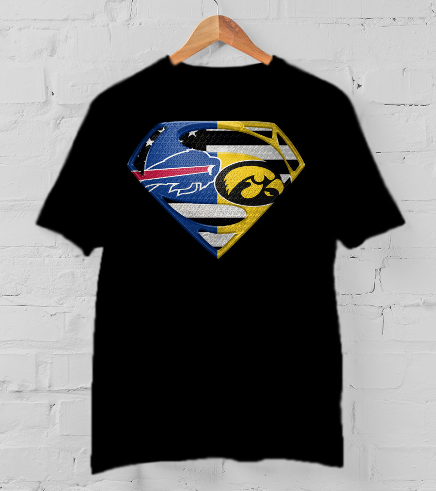 Buffalo Bills Iowa Hawkeyes Superman Logo Fusion T-Shirt