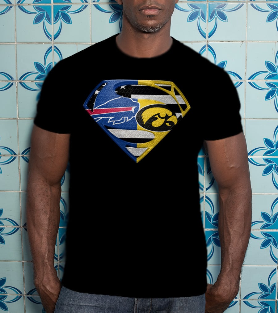 Buffalo Bills Iowa Hawkeyes Superman Logo Fusion T-Shirt