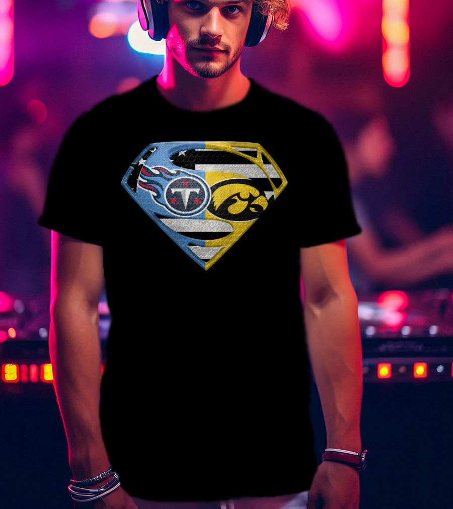 Superman Logo Mashup Titans Iowa Hawkeyes T-Shirt