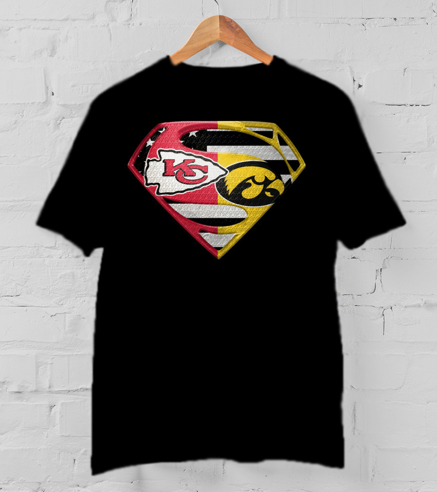 Superman Kc Chiefs Iowa Hawkeyes Flag T-Shirt