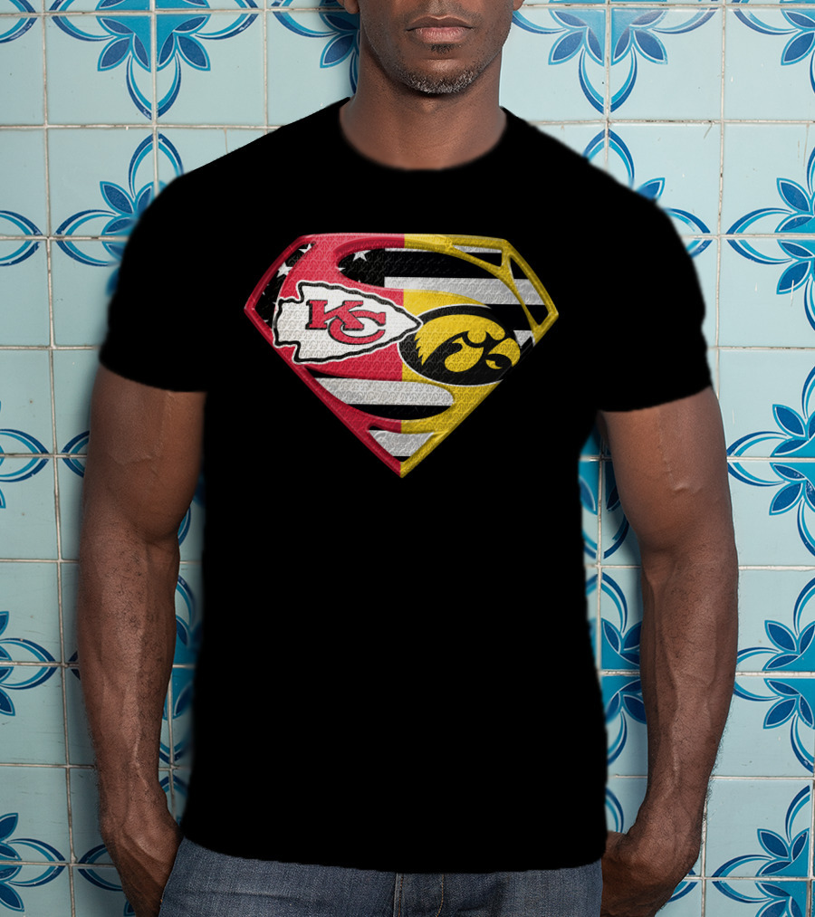 Superman Kc Chiefs Iowa Hawkeyes Flag T-Shirt