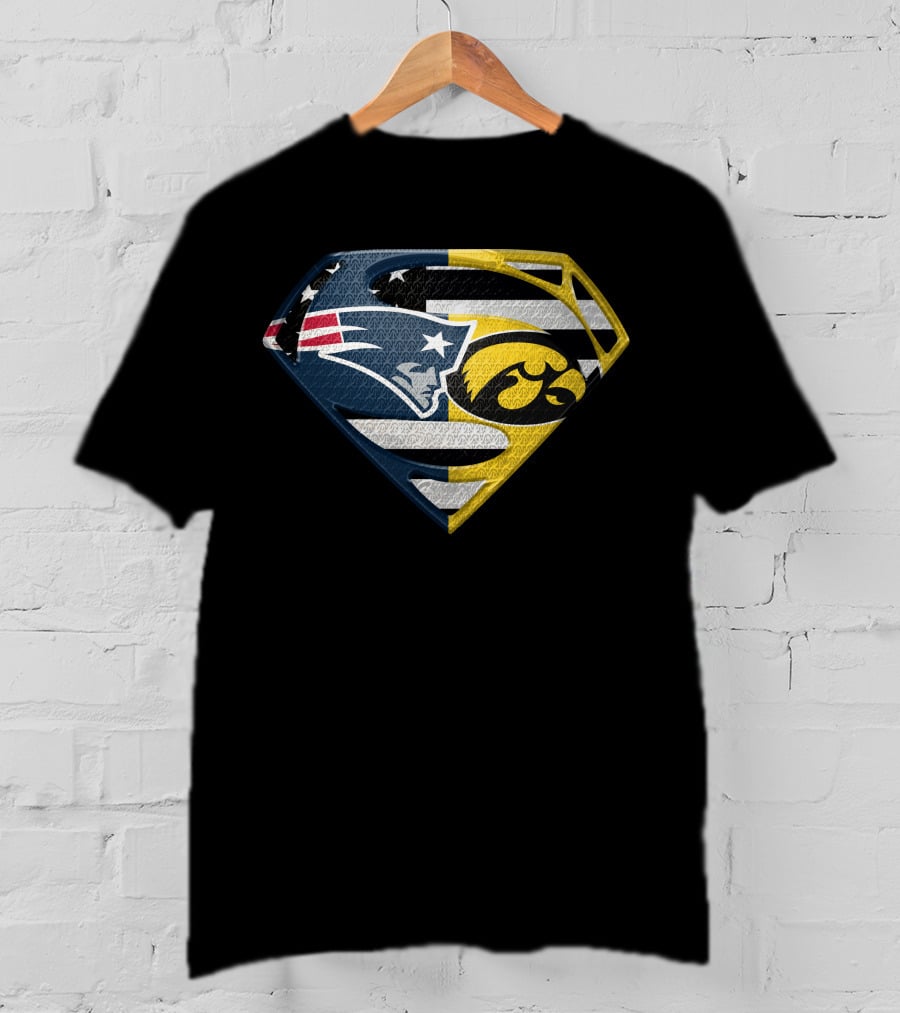 New England Patriots Iowa Hawkeyes Superman Logo Fusion T-Shirt