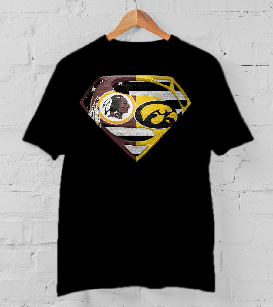 Superman Washington Redskins Iowa Hawkeyes Logo Mashup T-Shirt