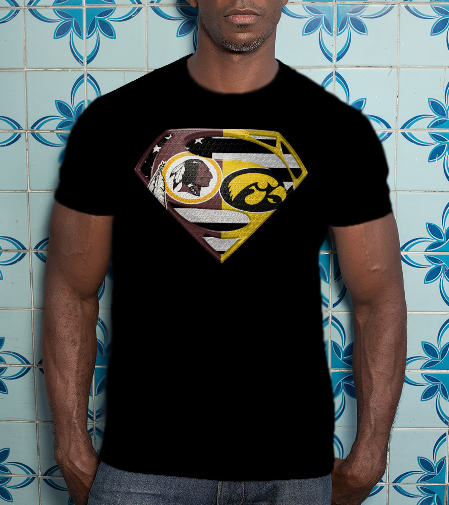 Superman Washington Redskins Iowa Hawkeyes Logo Mashup T-Shirt