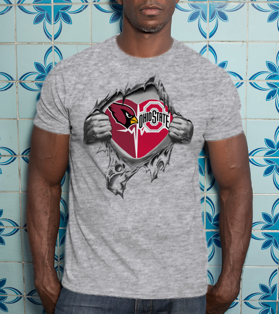 Arizona Cardinals Ohio State Buckeyes Logo Heart T-Shirt