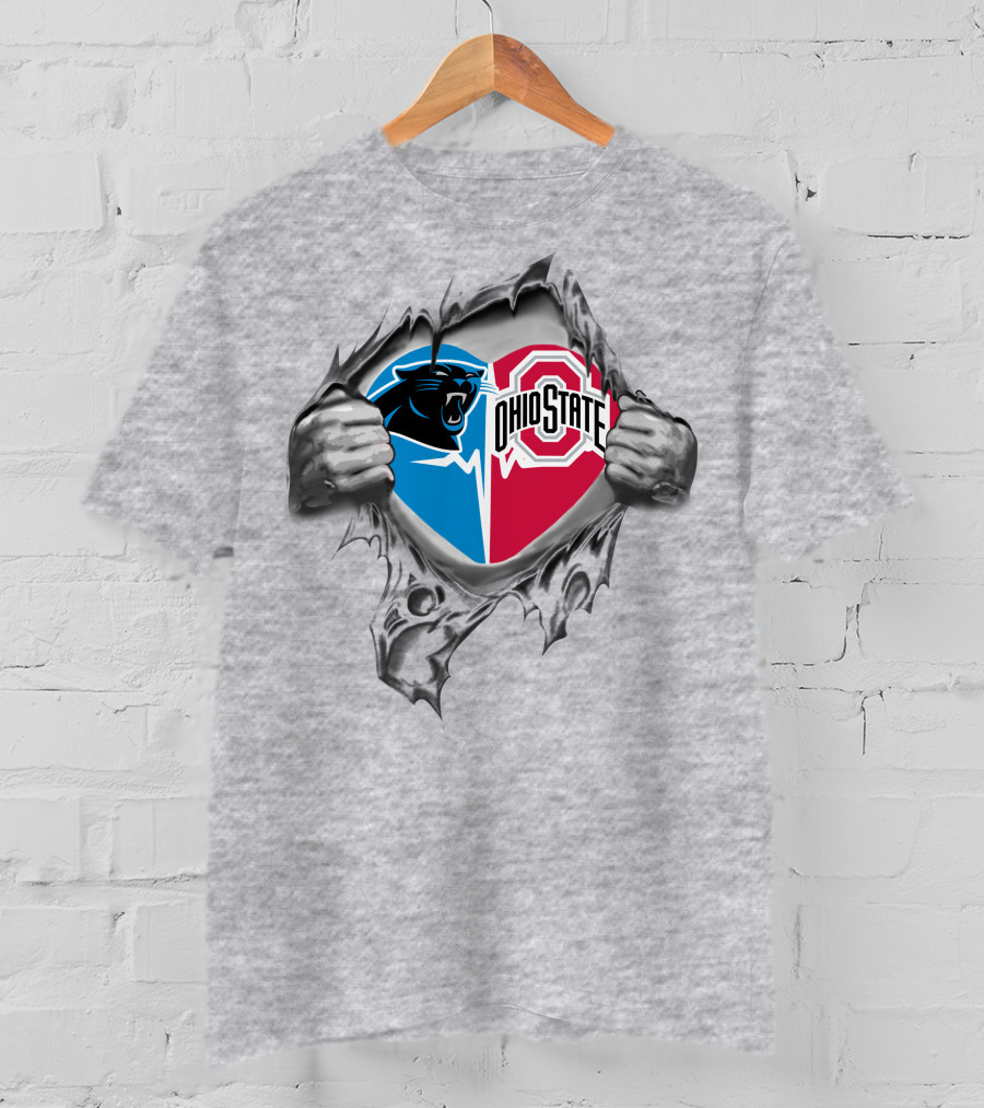 Carolina Panthers Ohio State Buckeyes Logo Fusion T-Shirt