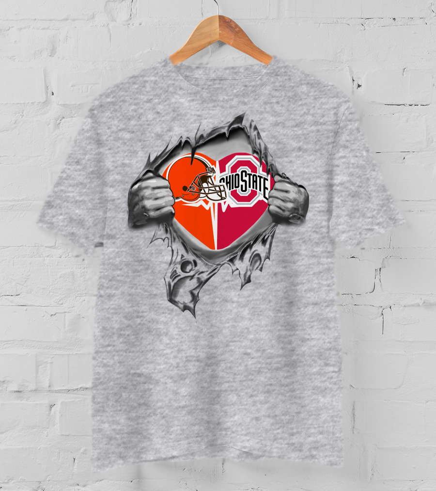 Cleveland Browns Ohio State Buckeyes Heart T-Shirt