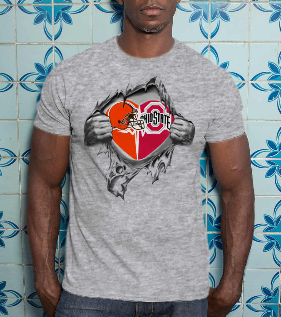 Cleveland Browns Ohio State Buckeyes Heart T-Shirt