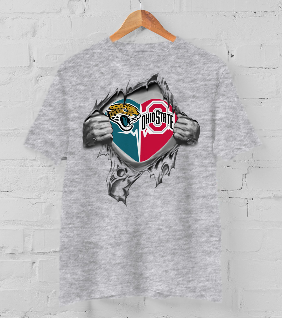 Jacksonville Jaguars Ohio State Buckeyes Heart T-Shirt