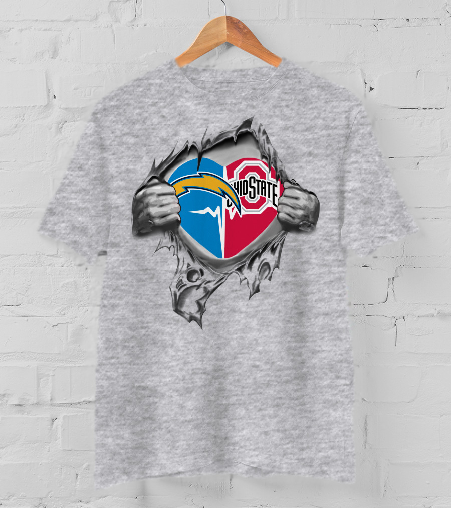 Los Angeles Chargers Ohio State Buckeyes Split Heart T-Shirt