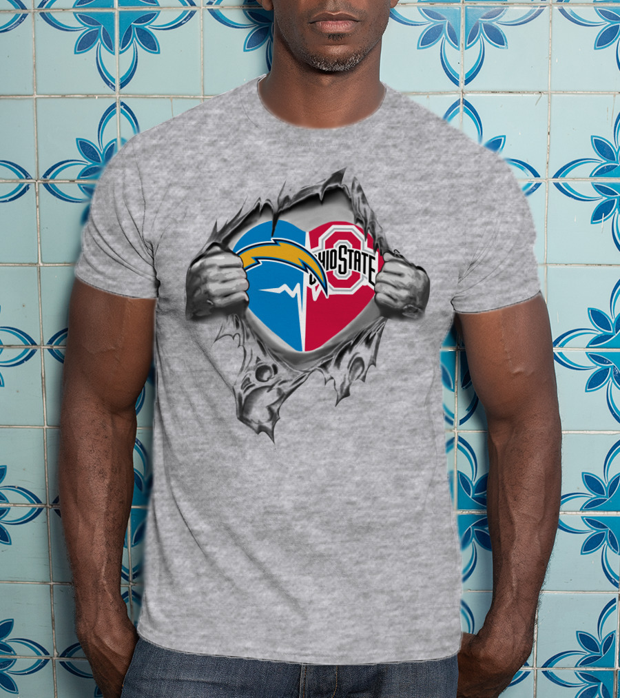 Los Angeles Chargers Ohio State Buckeyes Split Heart T-Shirt