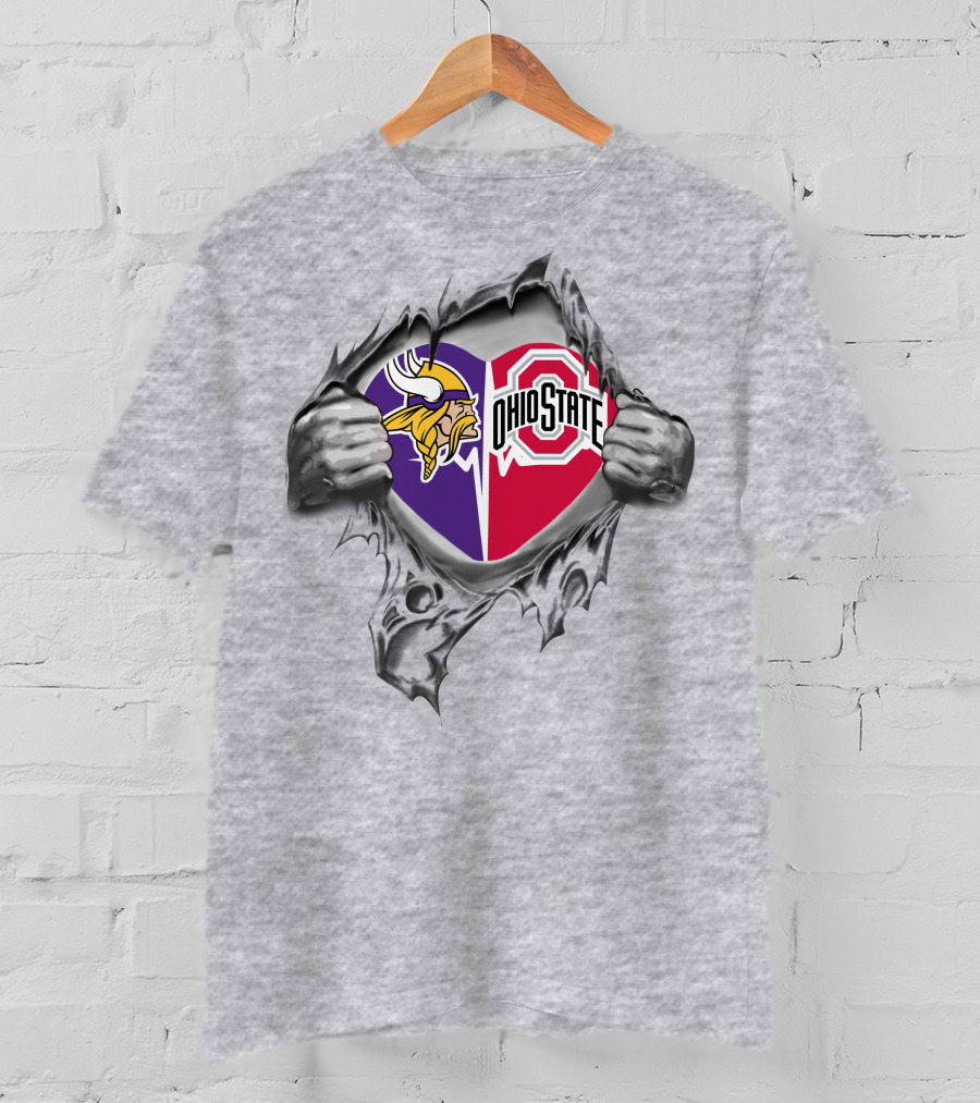 Minnesota Vikings Ohio State Buckeyes Heart T-Shirt