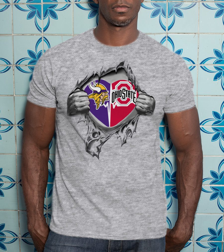 Minnesota Vikings Ohio State Buckeyes Heart T-Shirt