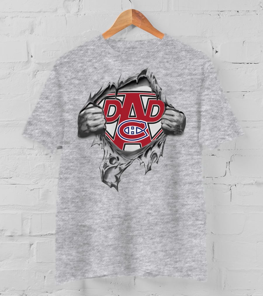 Montreal Canadiens Dad Shield Hockey Fan Superhero T-Shirt