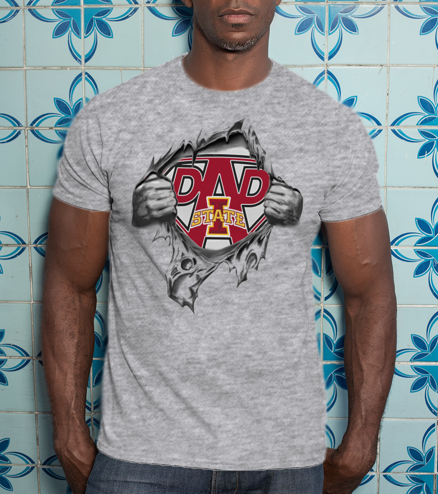 Iowa State Dad Superhero Emblem Suit T-Shirt