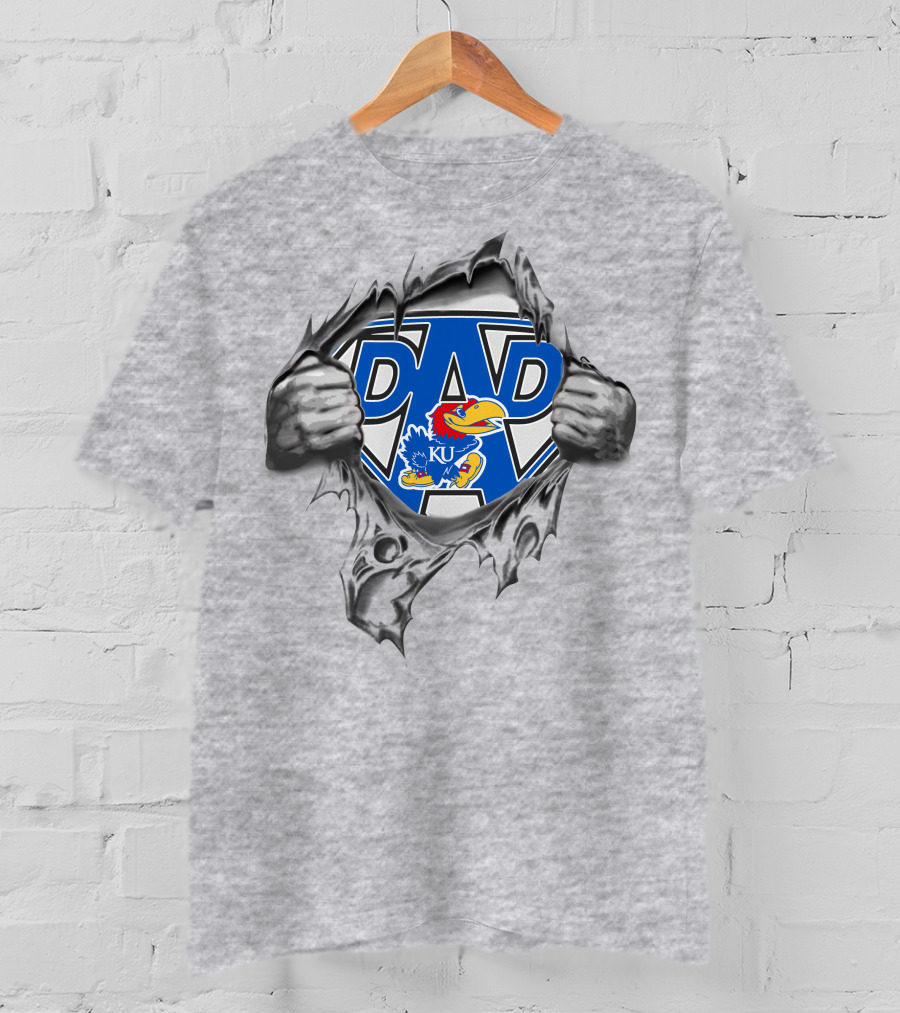 Kansas Jayhawks KU Super Dad Hero T-Shirt