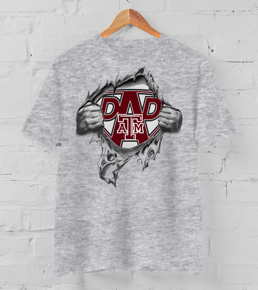 Texas A&M Aggies Dad Super Logo Busting Out T-Shirt