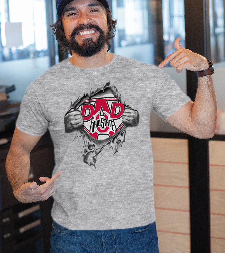 Ohio State Buckeyes Super Dad Hero Football Fan T-Shirt