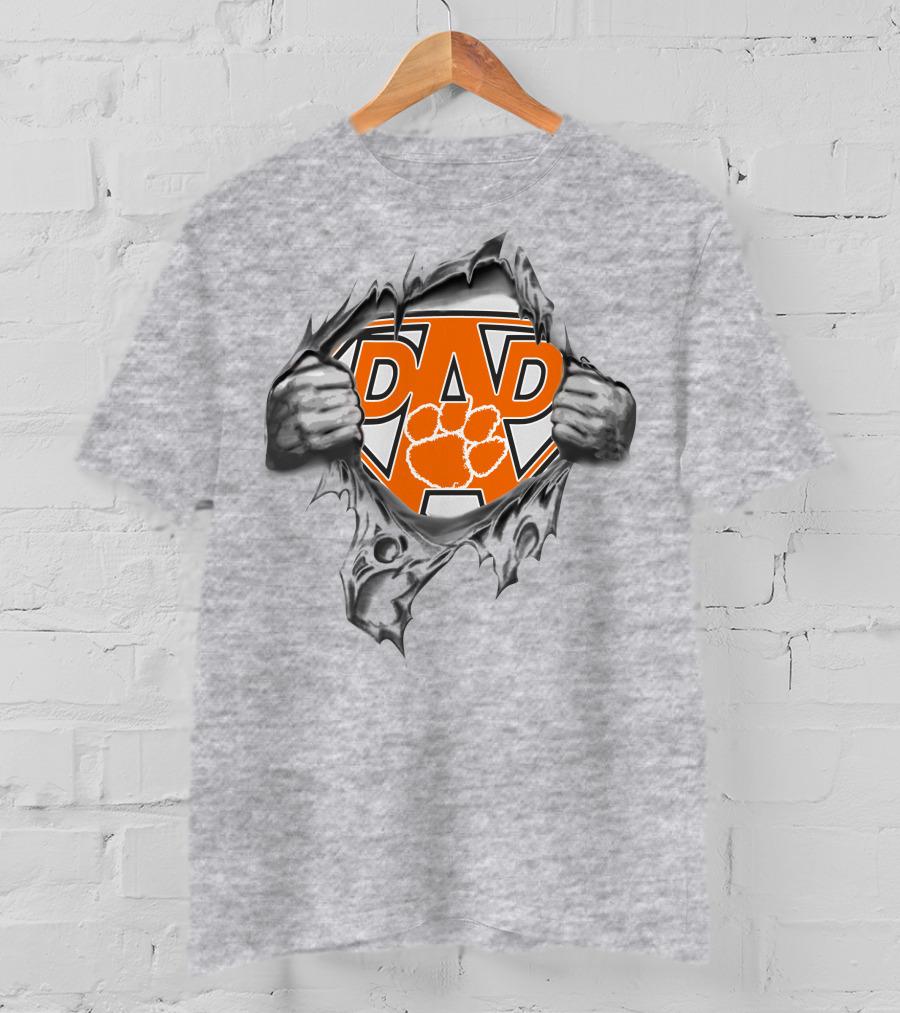 CLEMSON TIGERS Dad Superman Logo With Paw T-Shirt