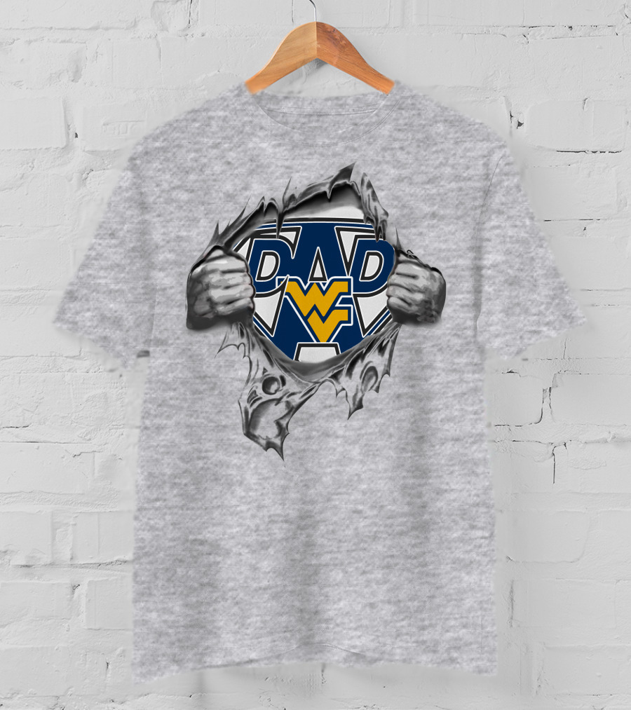 West Virginia Mountaineers Super Dad Hero Logo Rip T-Shirt