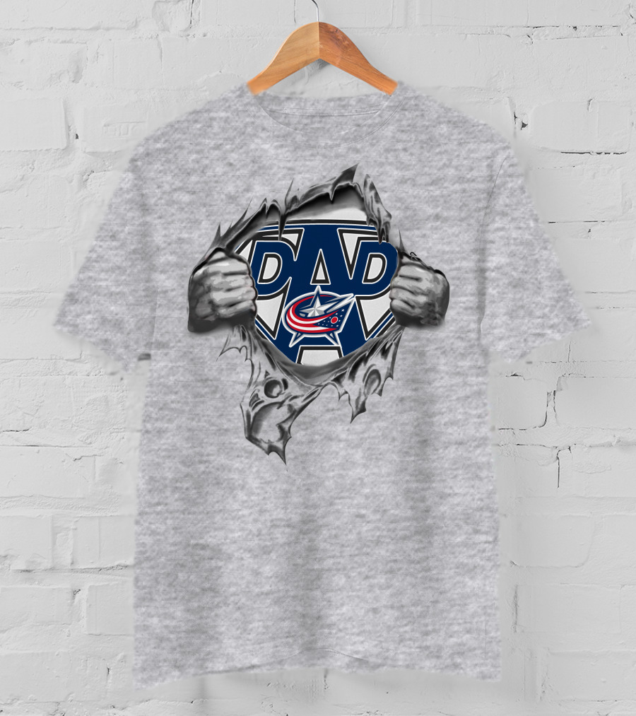 Blue Jackets Super Dad Dad Paw T-Shirt