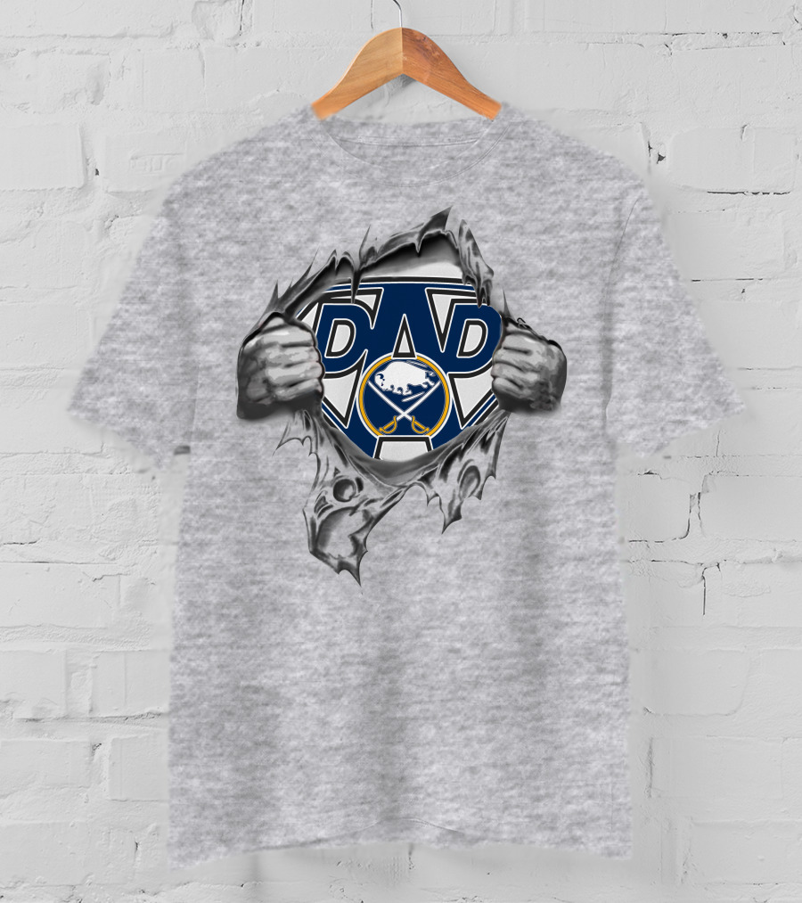 Buffalo Sabres Dad Superhero Logo Retro Rip T-Shirt