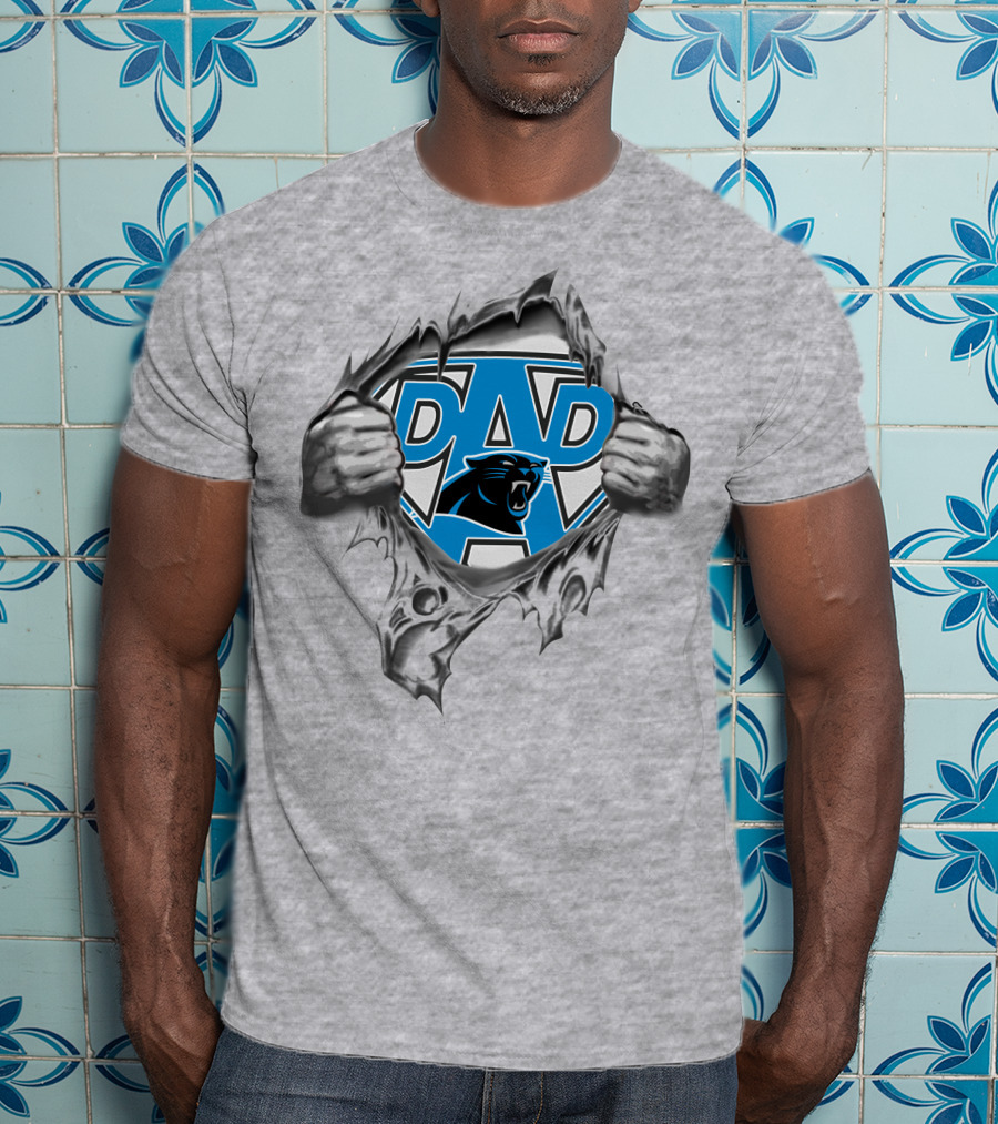 Super Dad Carolina Panthers Emblem Torn T-Shirt