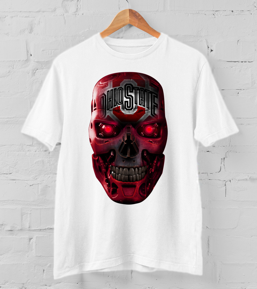 Ohio State Skull Bucks Red Robotic Face T-Shirt