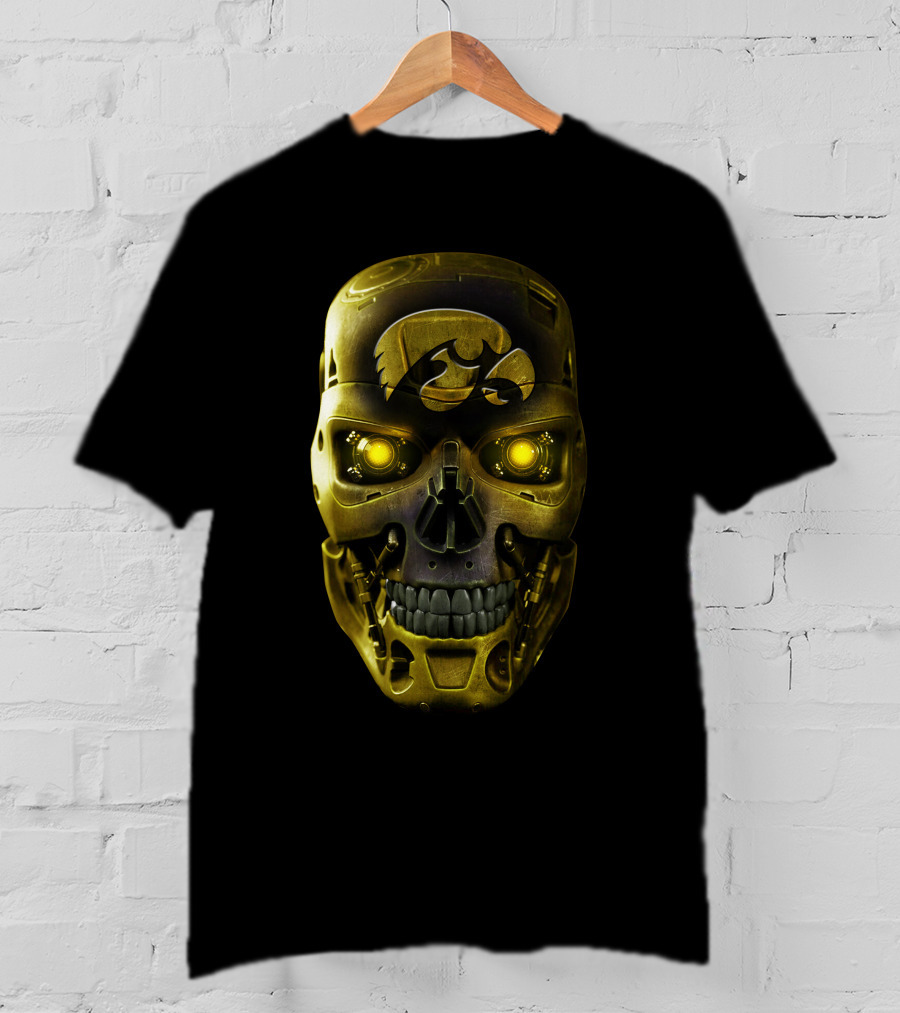 Skull Iowa Hawkeyes Robotic Gold Mask T-Shirt