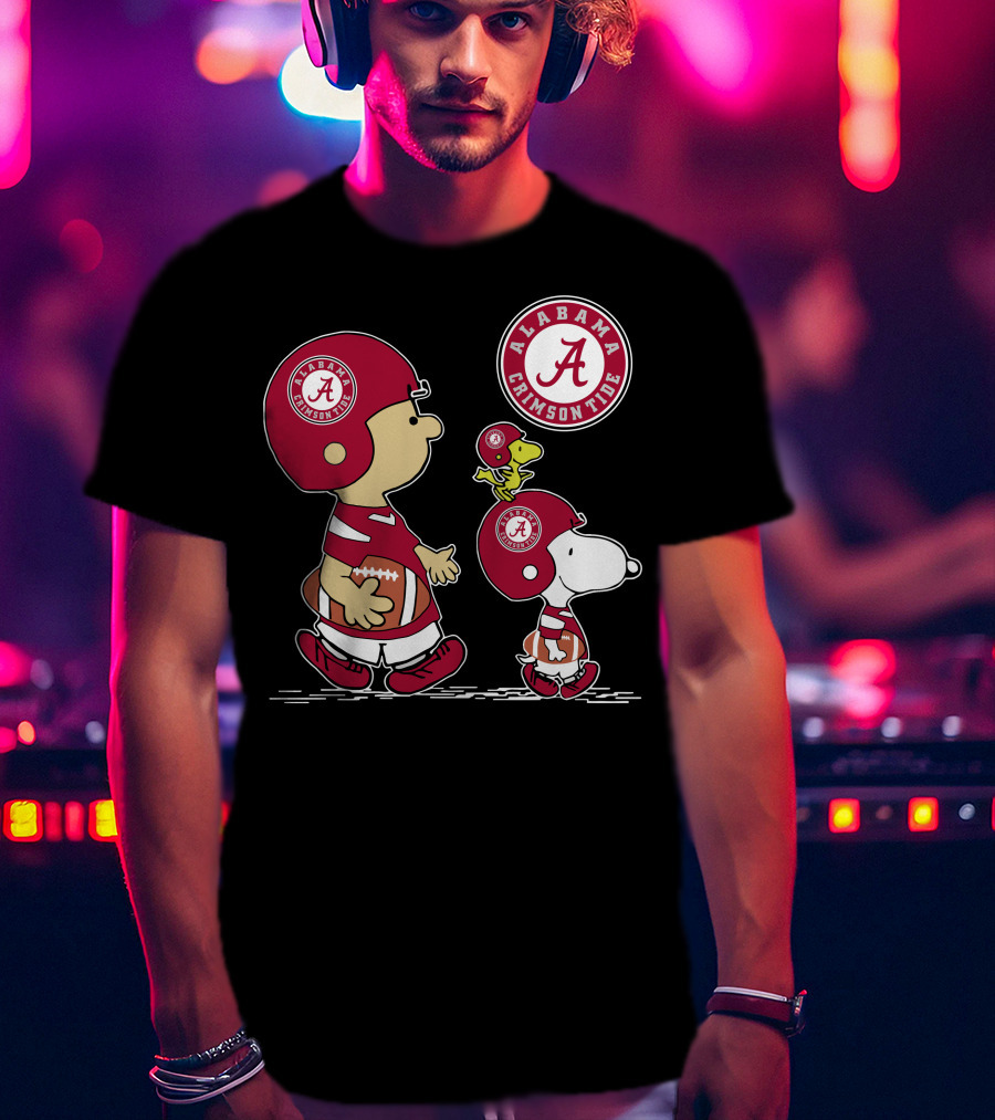 Alabama Crimson Tide Football Peanuts Characters Woodstock And Snoopy T-Shirt