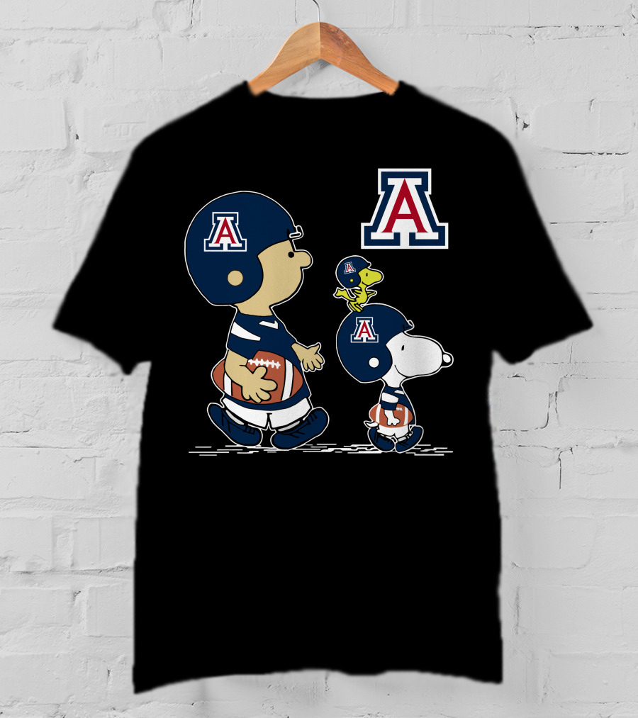Arizona Wildcats Peanuts Snoopy Charlie Brown Woodstock Football Helmet T-Shirt
