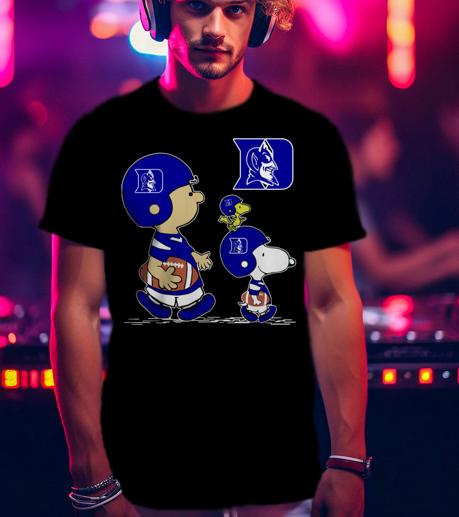 Duke Blue Devils Football Peanuts Characters Team T-Shirt