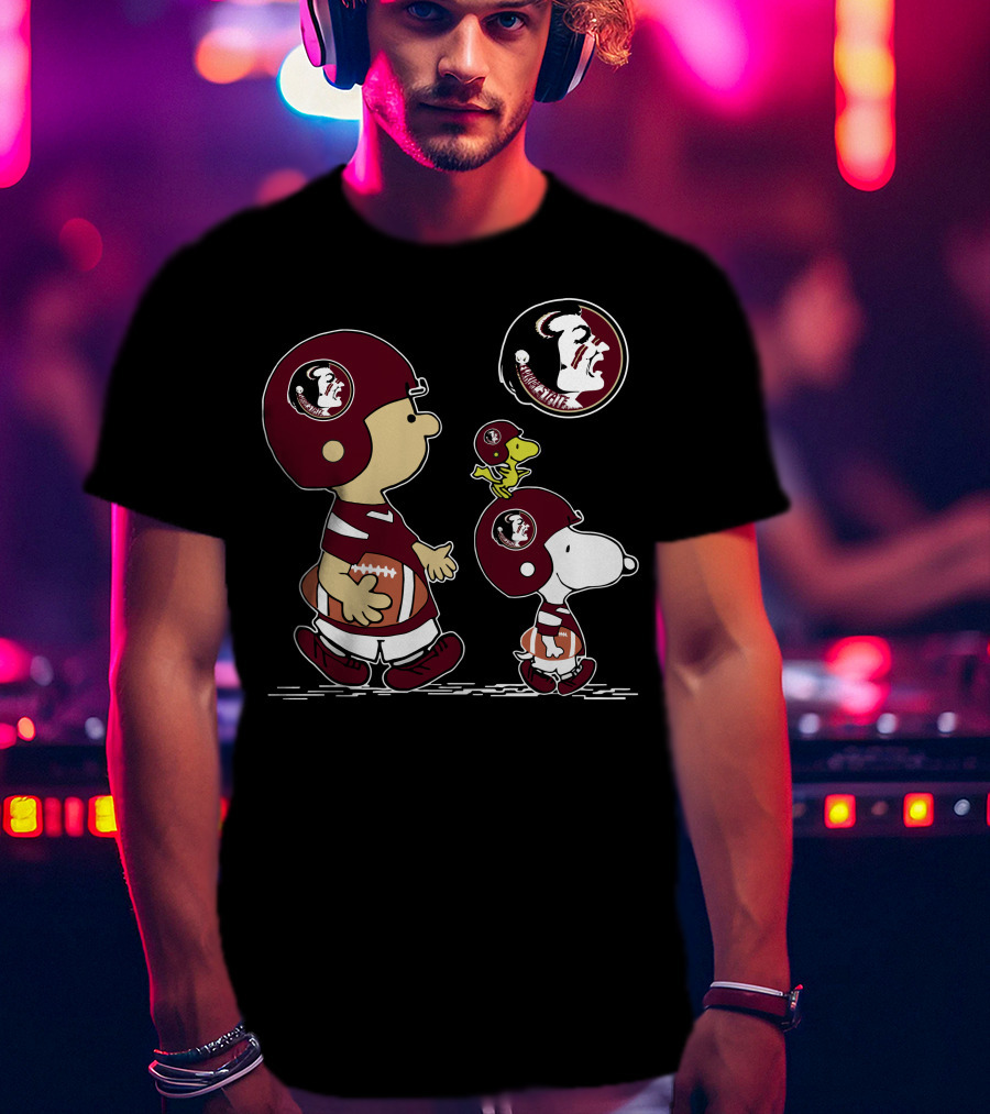 Florida State Seminoles Football Helmets Peanuts Characters T-Shirt