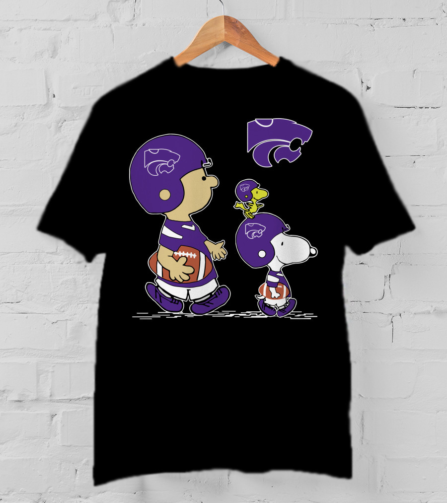 Kansas State Wildcats Peanuts Characters In Football Helmets T-Shirt