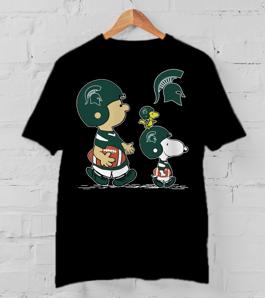 Michigan State Spartans Peanuts Characters Football T-Shirt
